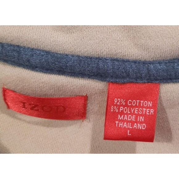 IZOD Men 1/4 Zip Premium Soft Tan / Beige Sweatshirt Size L XLNT - Picture 4 of 5